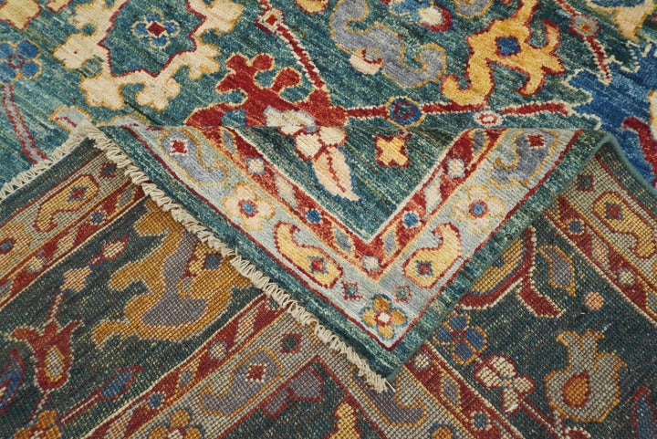 8x10 Green Oushak Hand-Knotted Wool Oriental Rug - Yildiz Rugs
