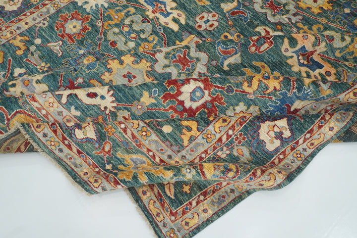 8x10 Green Oushak Hand-Knotted Wool Oriental Rug - Yildiz Rugs