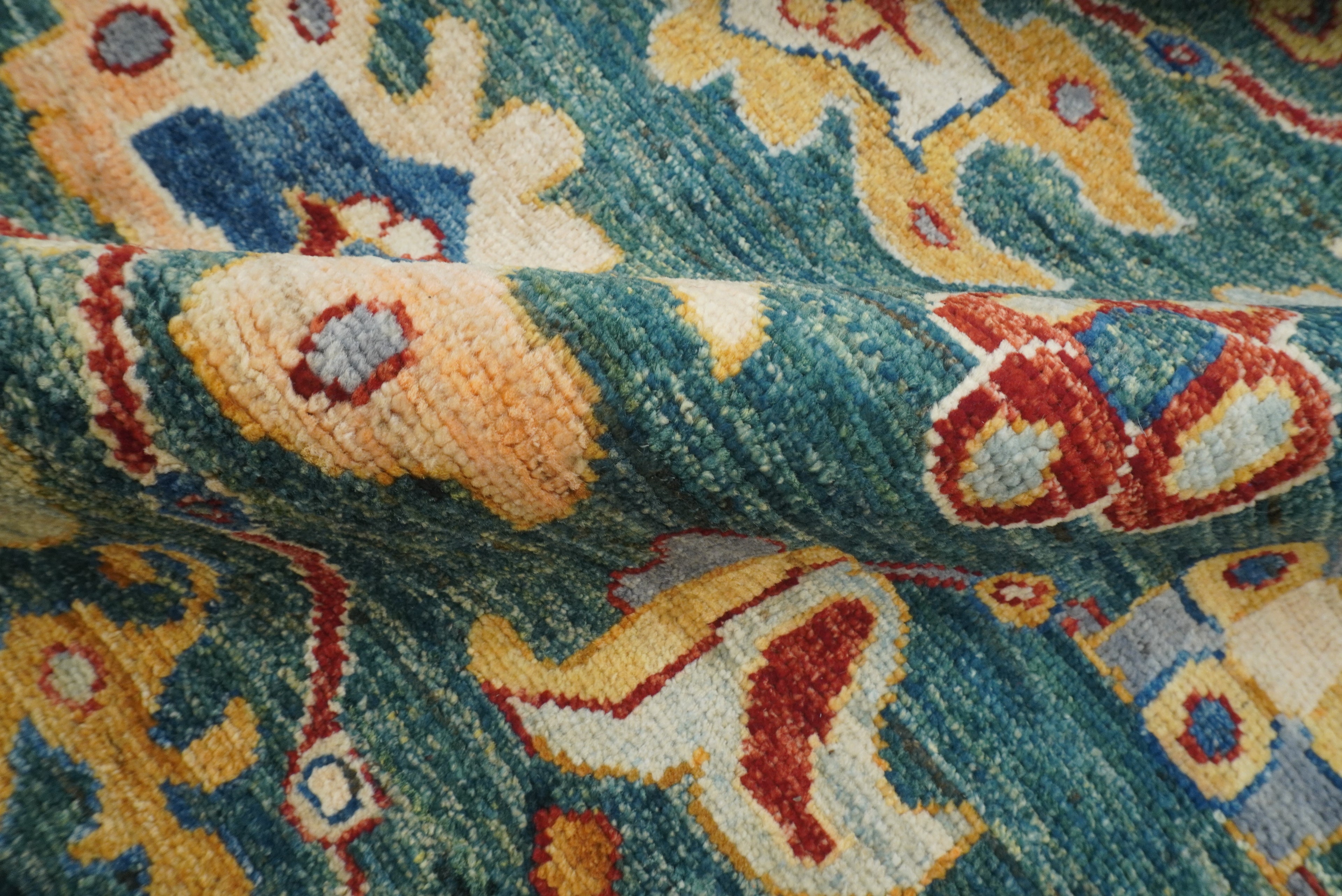 8x10 Green Oushak Hand-Knotted Wool Oriental Rug - Yildiz Rugs