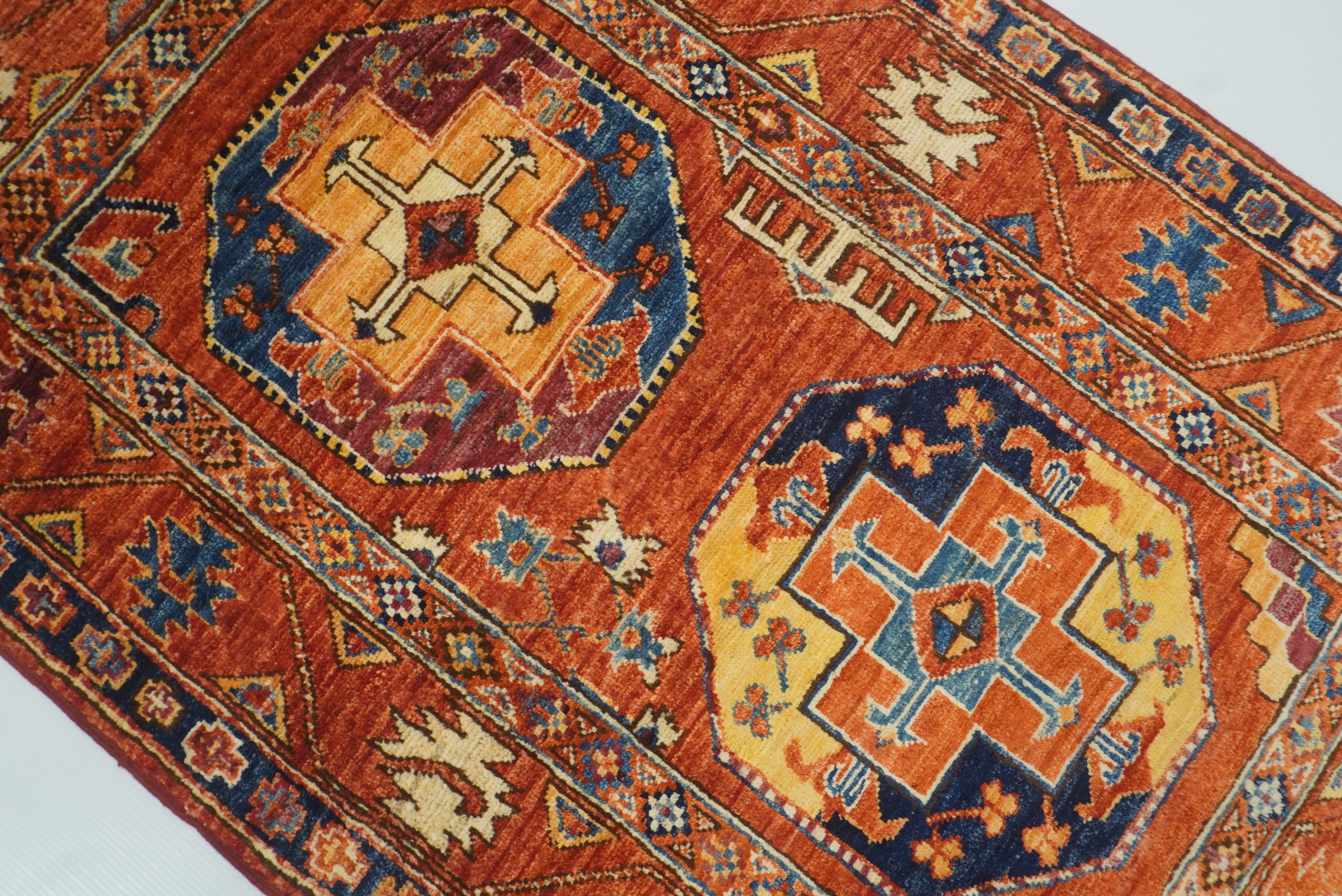 3x4 Red Ersari Hand Knotted Afghan Wool Oriental Rug - Yildiz Rugs