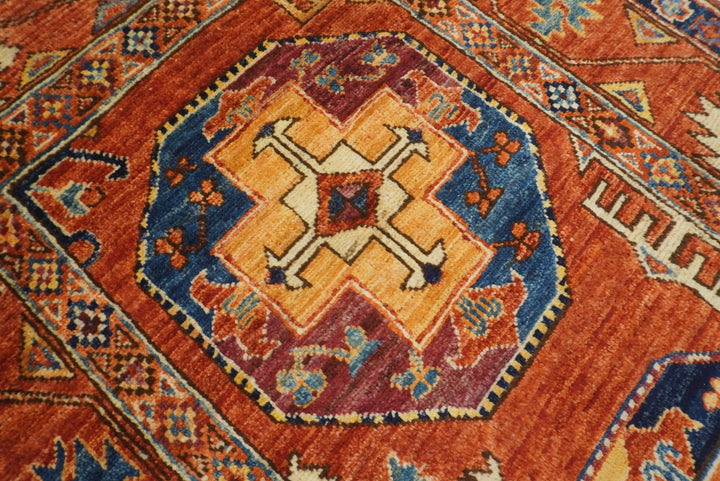 3x4 Red Ersari Hand Knotted Afghan Wool Oriental Rug - Yildiz Rugs
