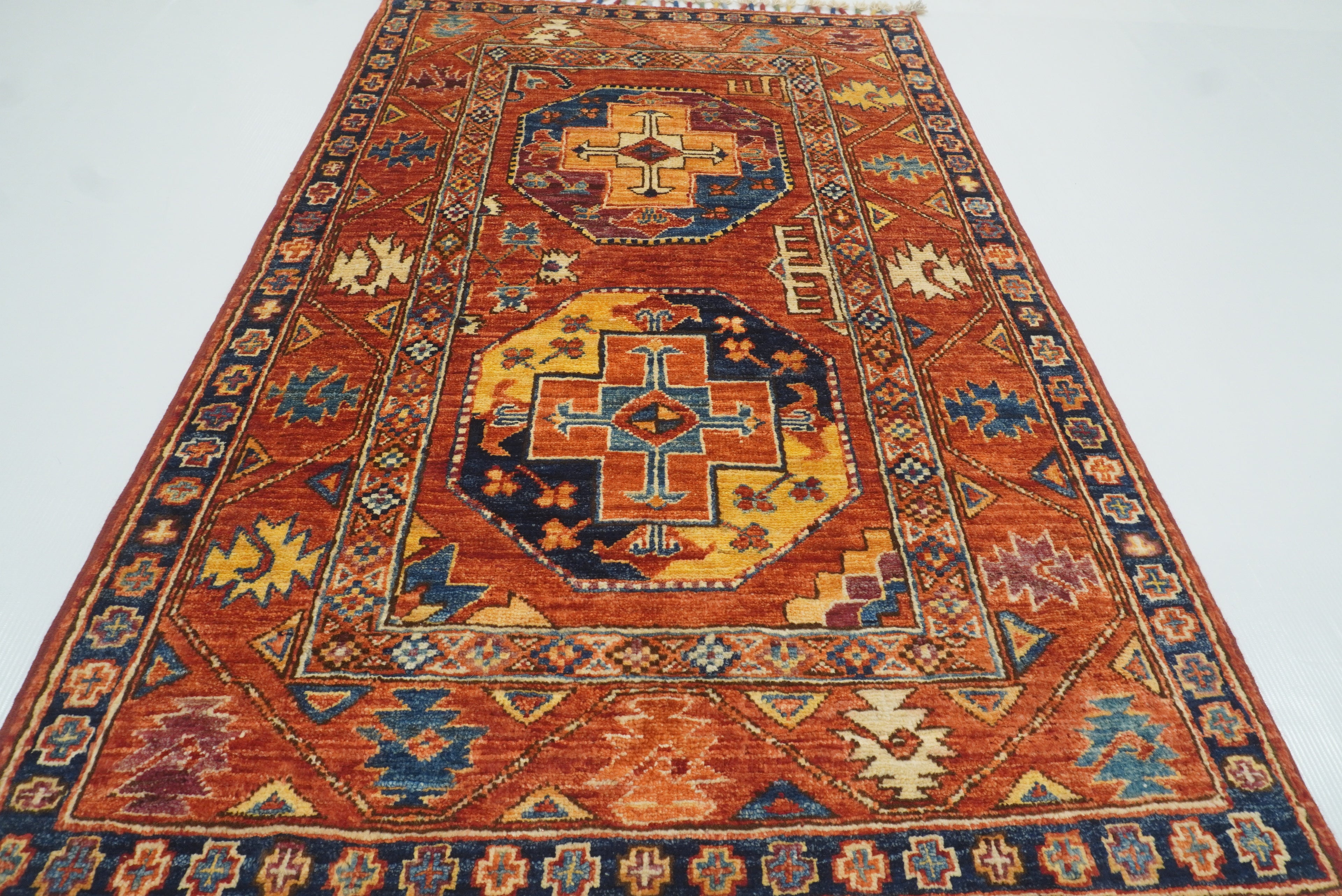 3x4 Red Ersari Hand Knotted Afghan Wool Oriental Rug - Yildiz Rugs