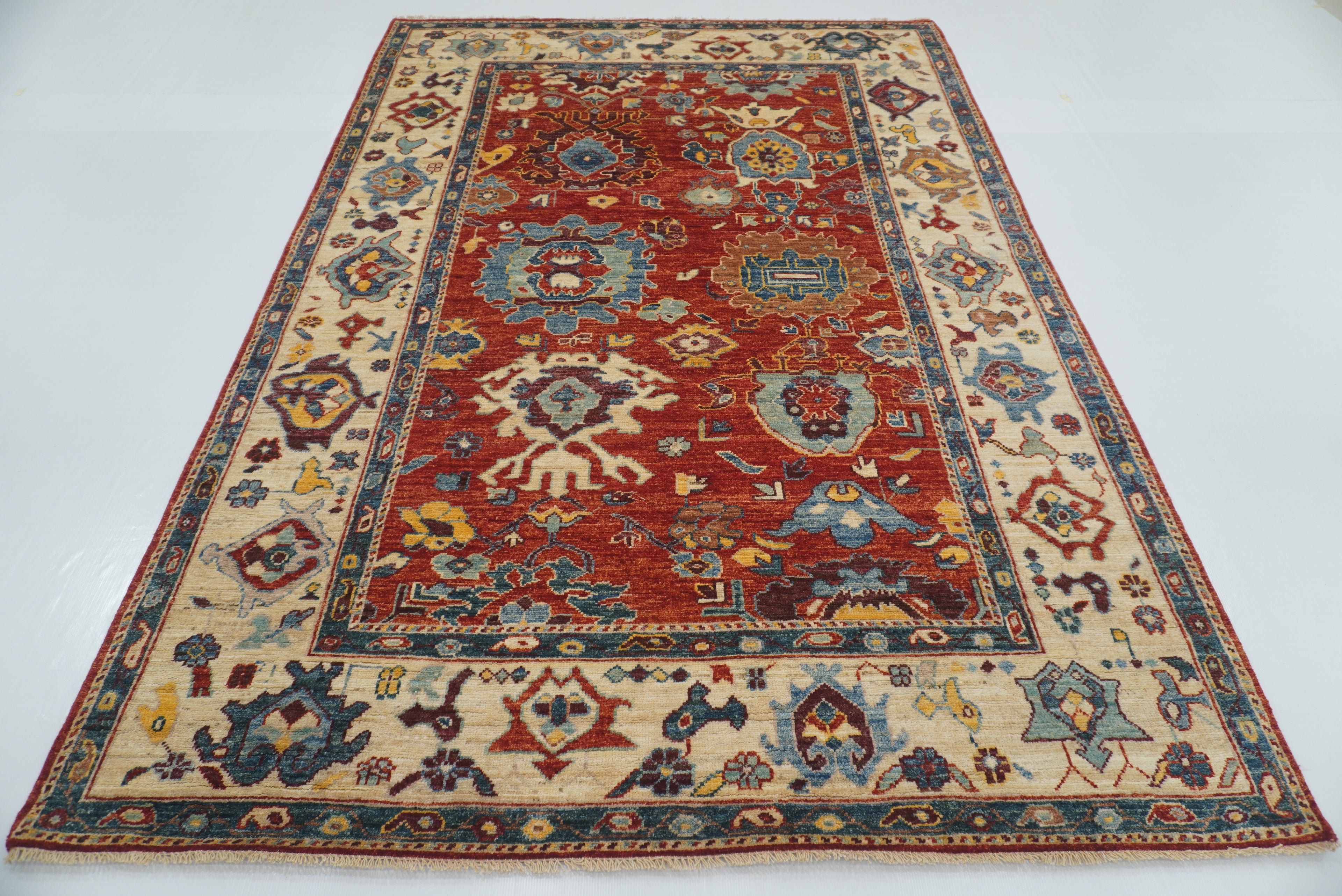 6x9 Rusty Red Oushak Hand-Knotted Wool Oriental Rug - Yildiz Rugs