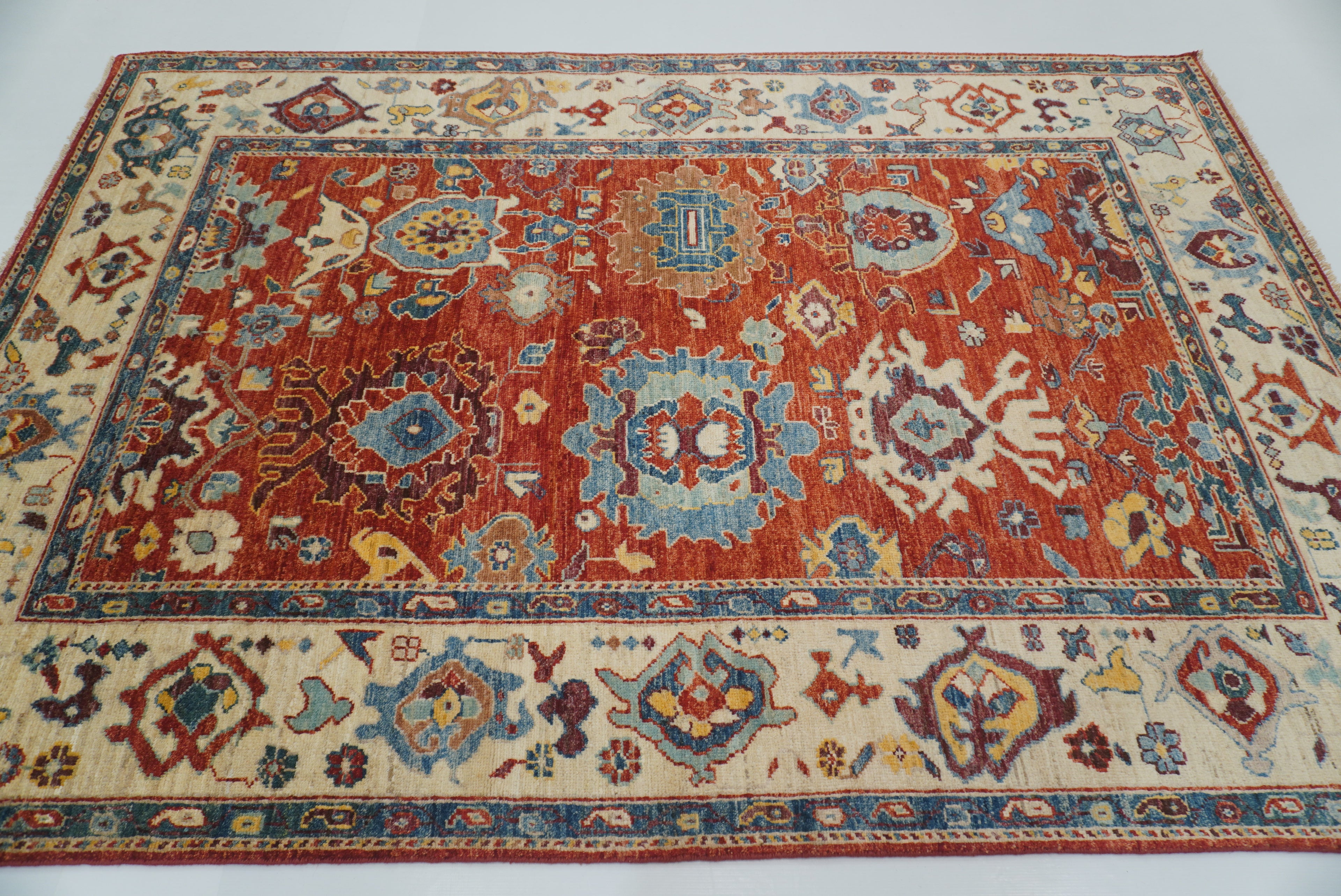 6x9 Rusty Red Oushak Hand-Knotted Wool Oriental Rug - Yildiz Rugs