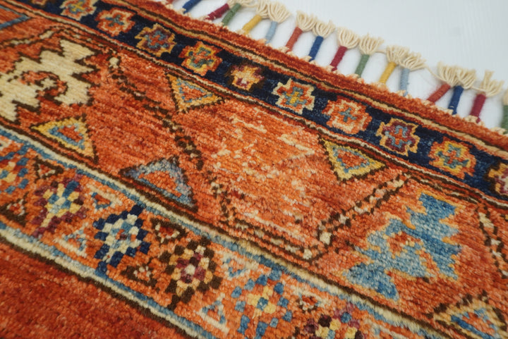 3x4 Red Ersari Hand Knotted Afghan Wool Oriental Rug - Yildiz Rugs