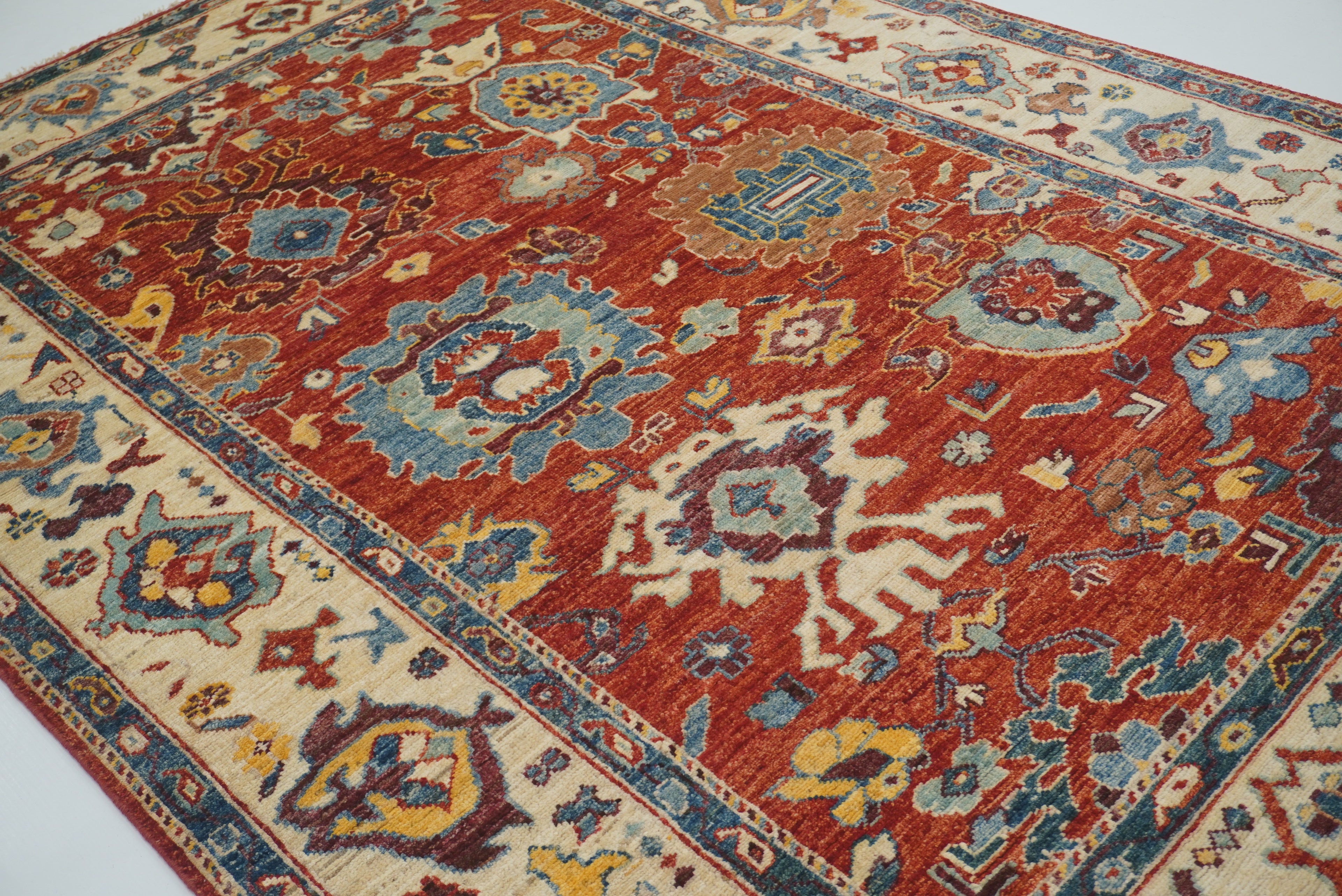 6x9 Rusty Red Oushak Hand-Knotted Wool Oriental Rug - Yildiz Rugs