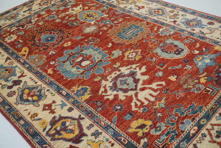 6x9 Rusty Red Oushak Hand-Knotted Wool Oriental Rug - Yildiz Rugs