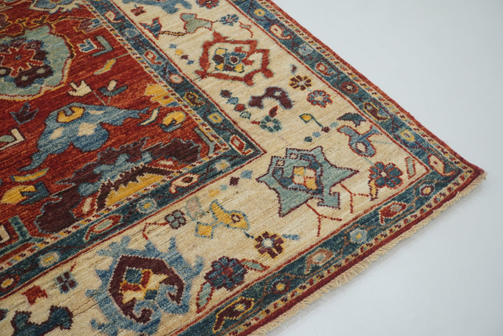 6x9 Rusty Red Oushak Hand-Knotted Wool Oriental Rug - Yildiz Rugs