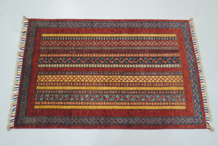 3x4 Red Turkish Style Hand knotted Wool Rug - Yildiz Rugs