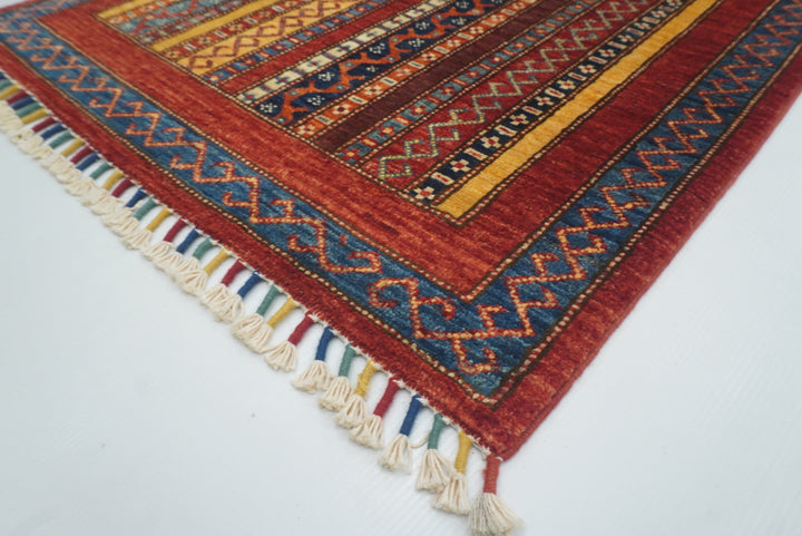 3x4 Red Turkish Style Hand knotted Wool Rug - Yildiz Rugs