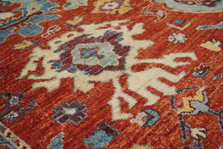 6x9 Rusty Red Oushak Hand-Knotted Wool Oriental Rug - Yildiz Rugs