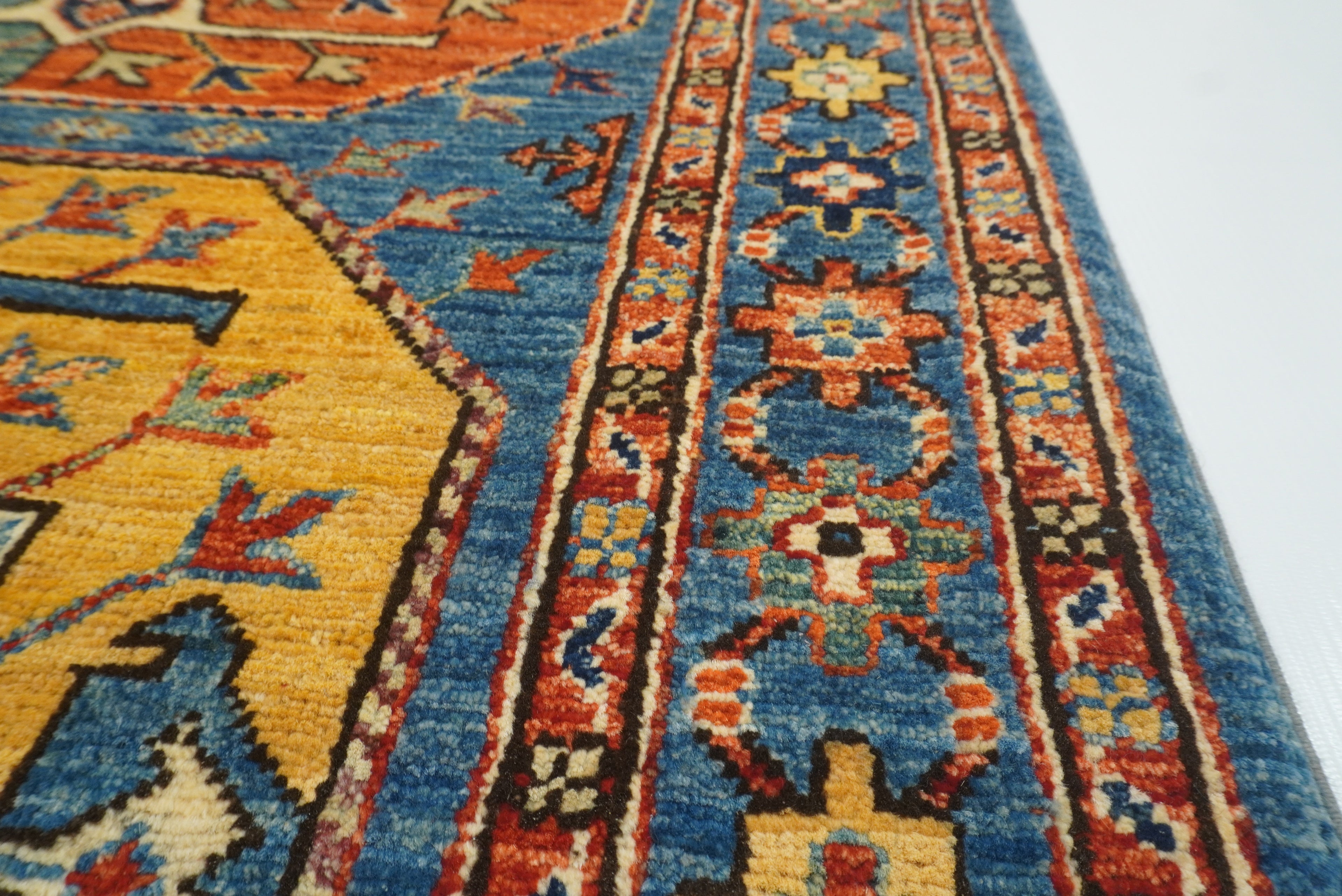 3x4 Blue Afghan Ersari Hand-Knotted Wool Oriental Rug - Yildiz Rugs