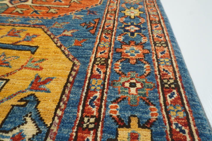 3x4 Blue Afghan Ersari Hand-Knotted Wool Oriental Rug - Yildiz Rugs
