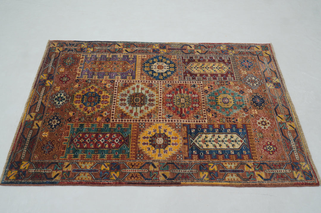 3x5 Brown Baluch Tribal Afghan Hand knotted Rug