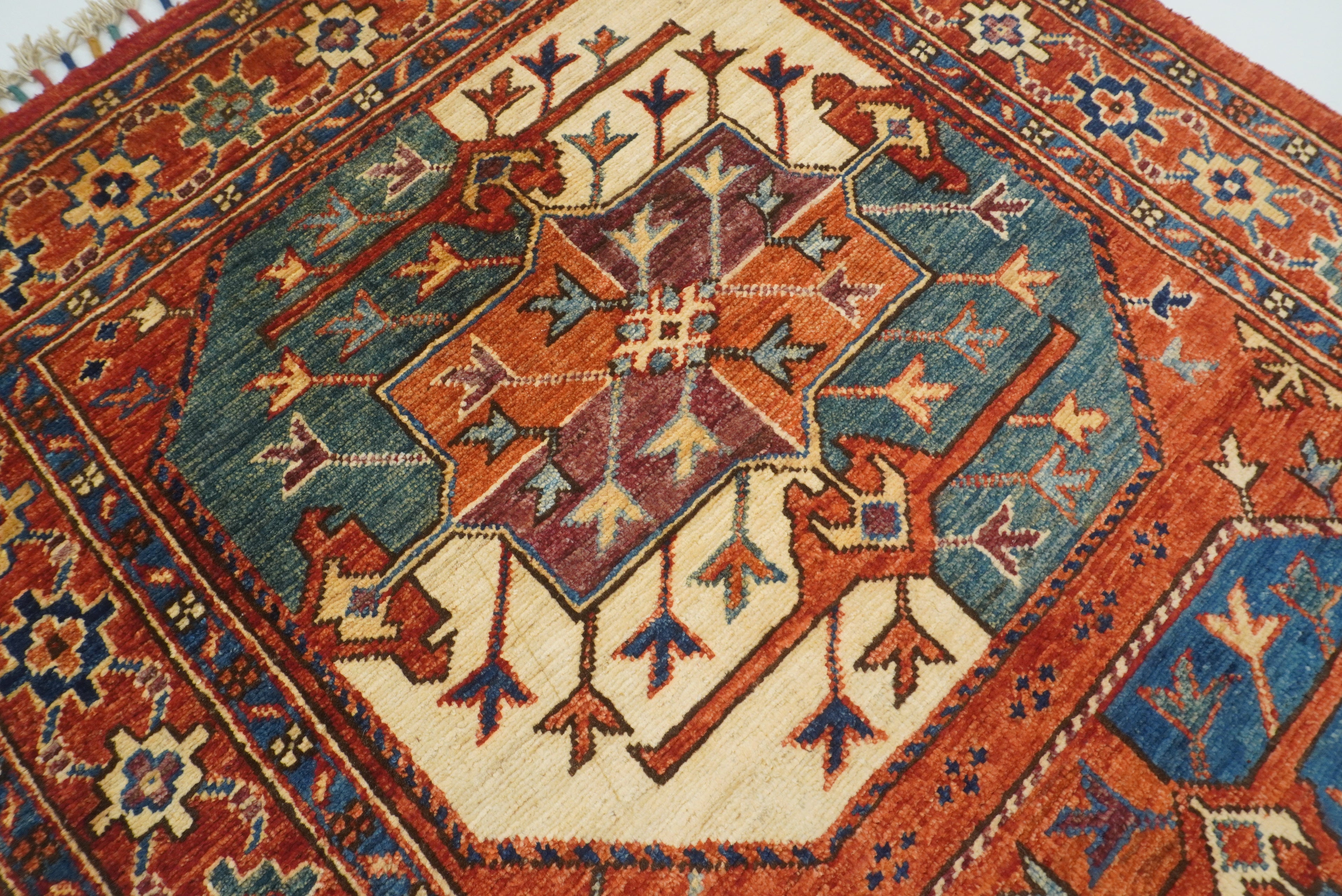 3x4 Red Ersari Hand Knotted Afghan Wool Oriental Rug - Yildiz Rugs