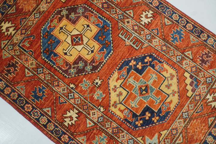 3x4 Red Ersari Hand Knotted Afghan Wool Oriental Rug - Yildiz Rugs