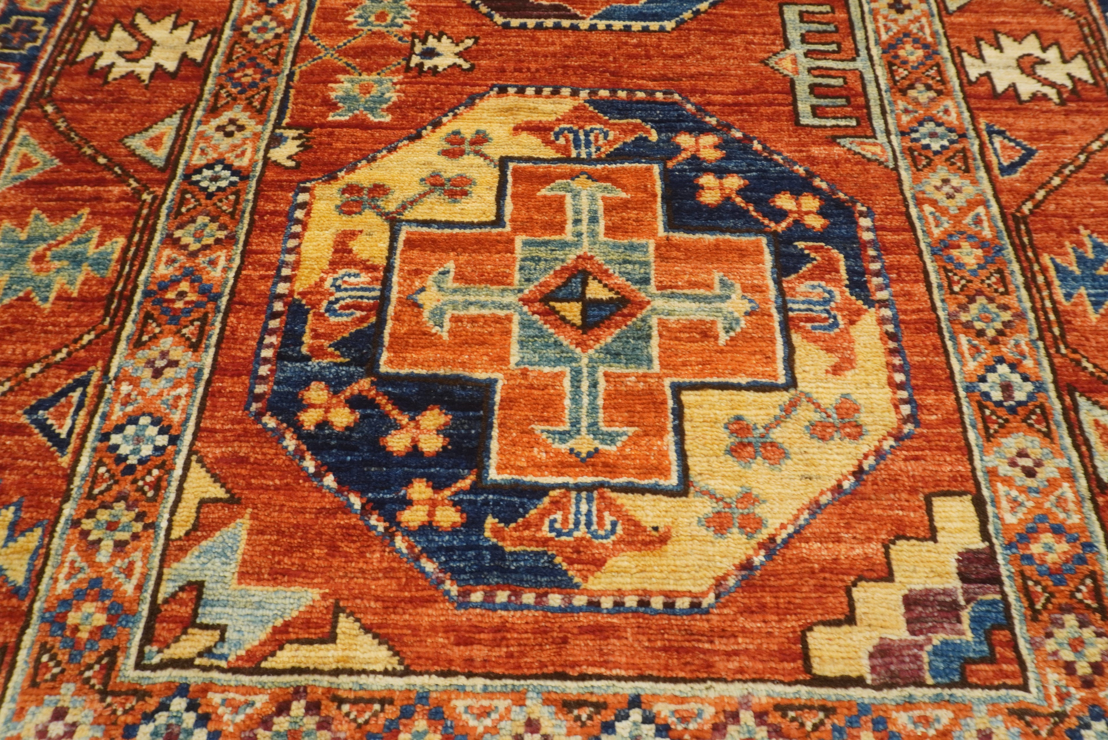 3x4 Red Ersari Hand Knotted Afghan Wool Oriental Rug - Yildiz Rugs