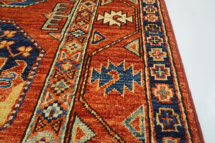 3x4 Red Ersari Hand Knotted Afghan Wool Oriental Rug - Yildiz Rugs