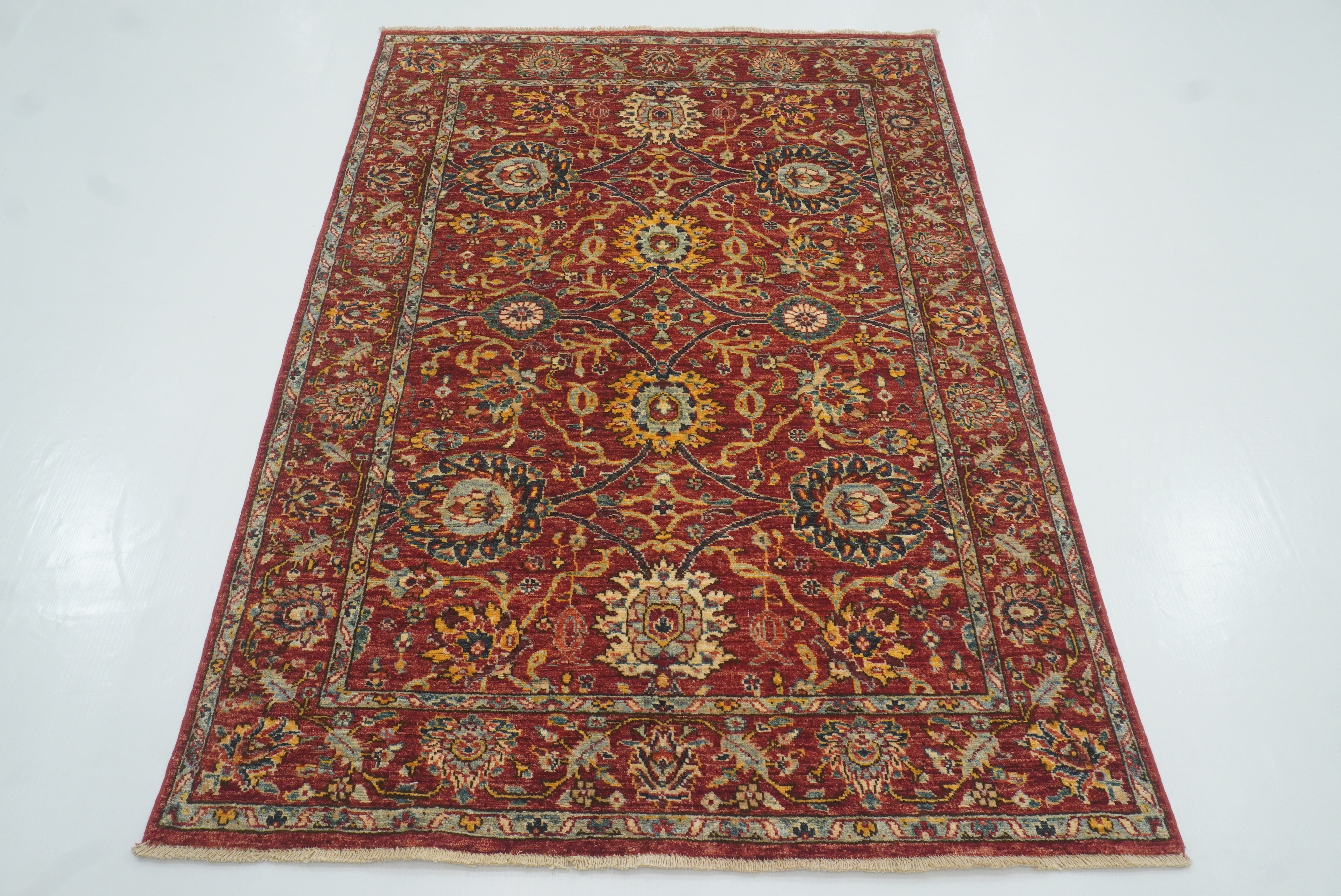 4x6 Red Bidjar Afghan Hand-Knotted Oriental Rug - Yildiz Rugs