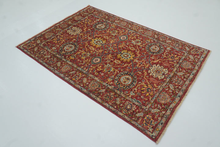4x6 Red Bidjar Afghan Hand-Knotted Oriental Rug - Yildiz Rugs