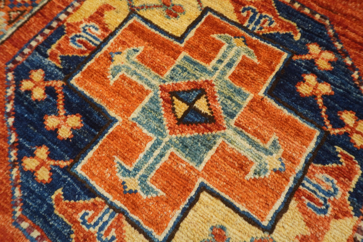 3x4 Red Ersari Hand Knotted Afghan Wool Oriental Rug - Yildiz Rugs