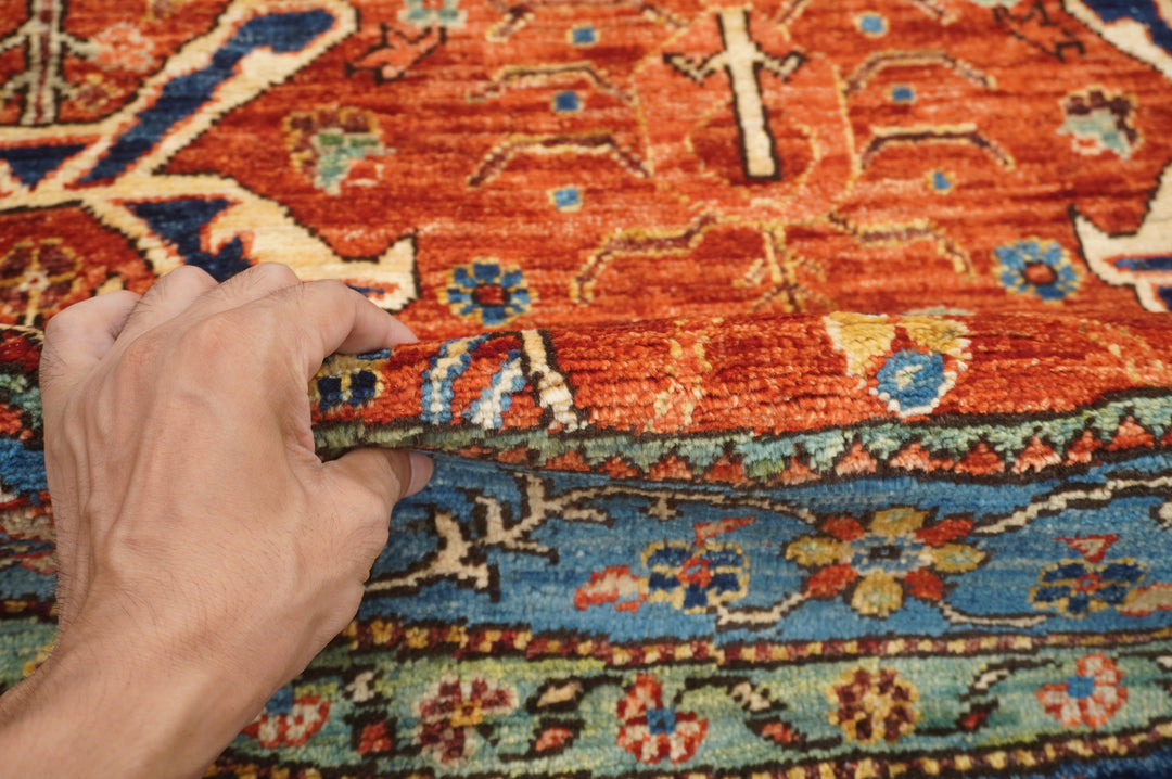 9x9 Red Round Bidjar Afghan Hand knotted Natural Dye Wool Circle Rug