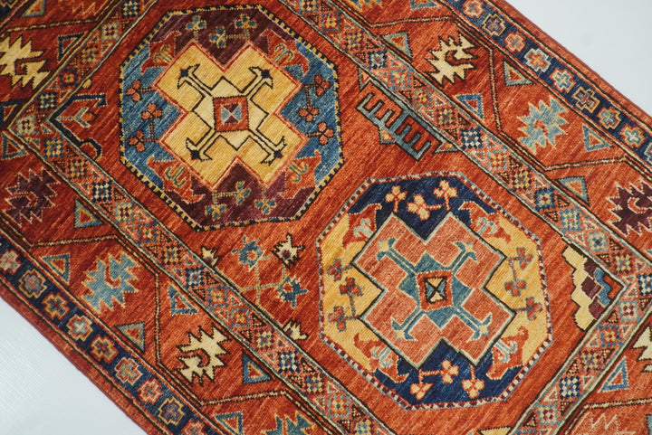 3x4 Red Ersari Hand Knotted Afghan Wool Oriental Rug - Yildiz Rugs
