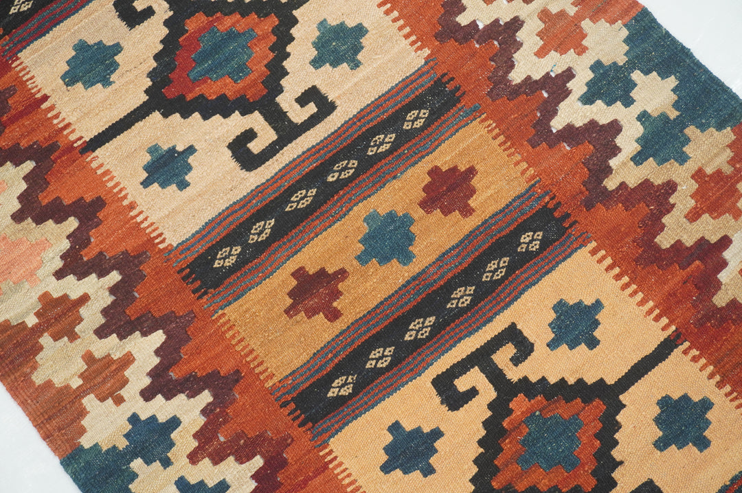 3x6 Afghan Vintage Handmade Flat weave Wool Kilim Rug