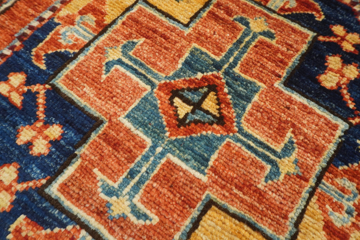 3x4 Red Ersari Hand Knotted Afghan Wool Oriental Rug - Yildiz Rugs