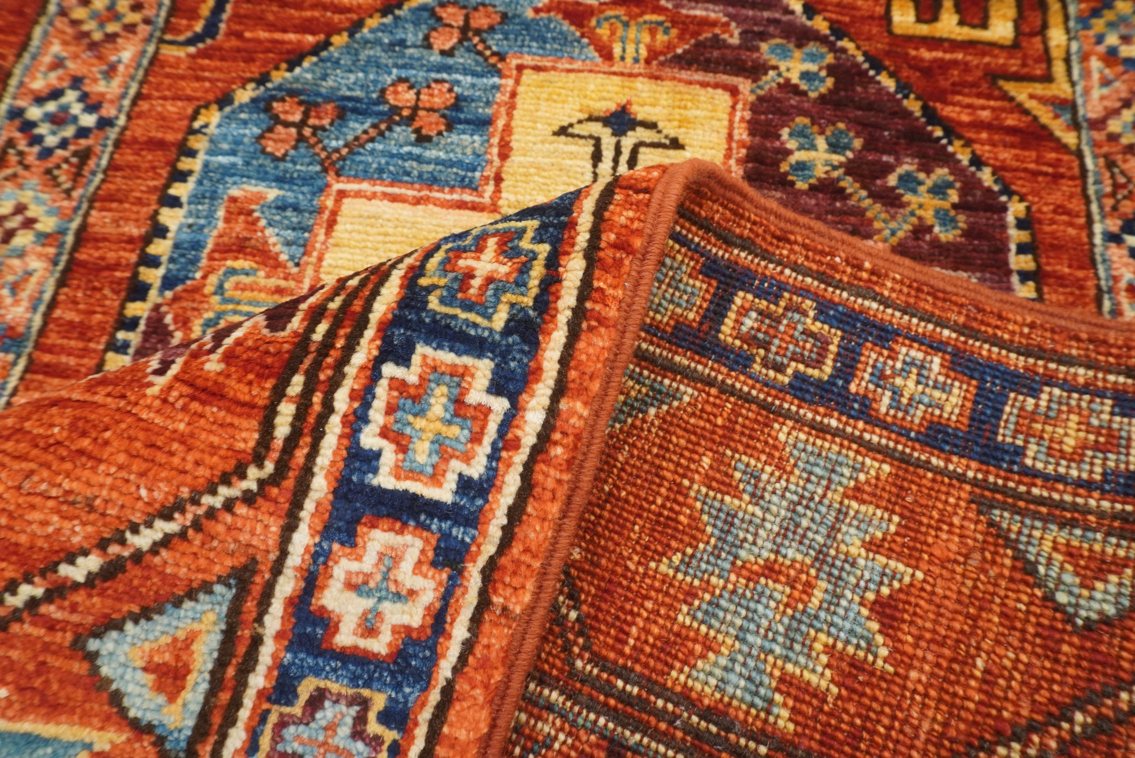 3x4 Red Ersari Hand Knotted Afghan Wool Oriental Rug - Yildiz Rugs