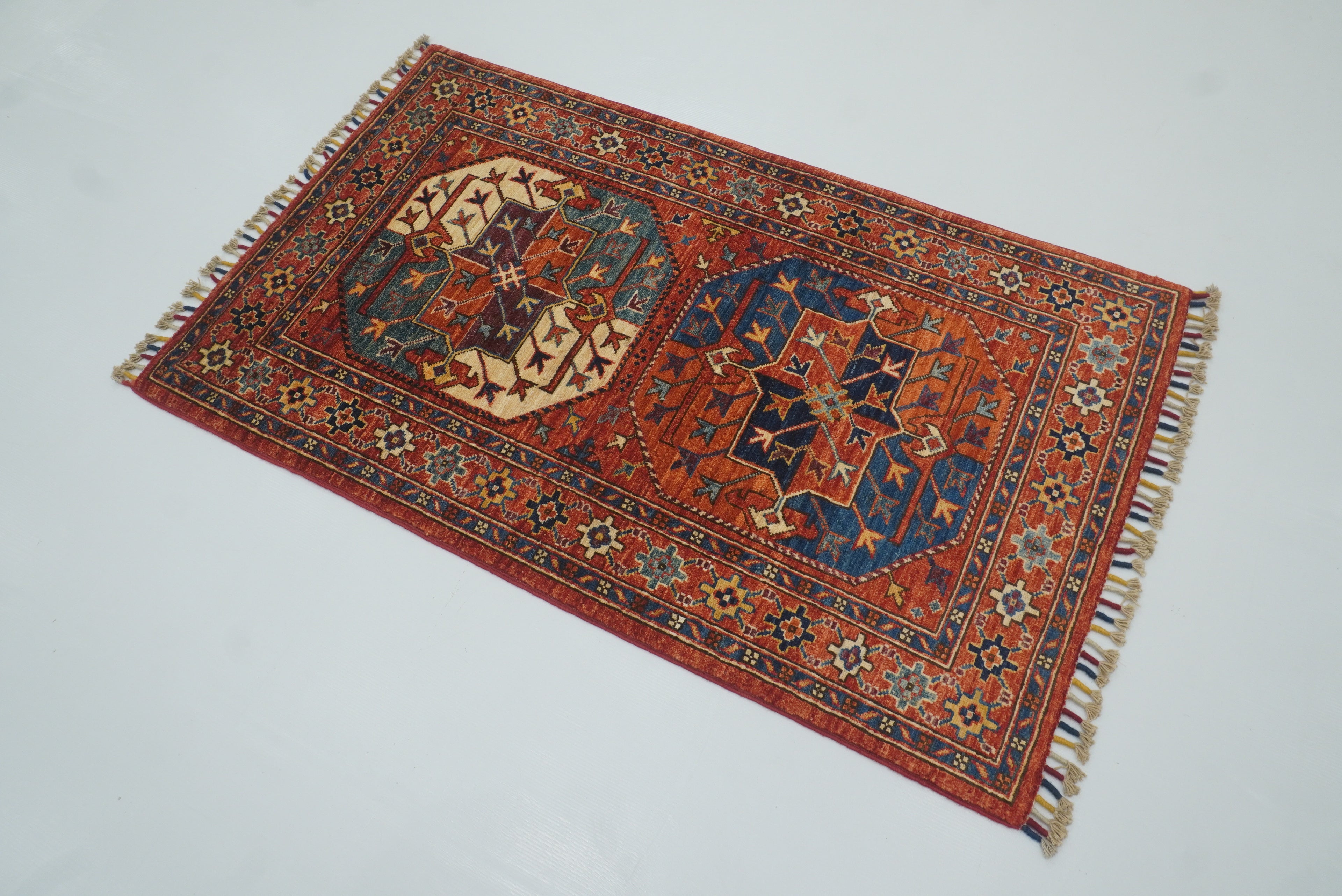 2'8"x4'4" Red Ersari Hand Knotted Afghan Wool Oriental Rug - Yildiz Rugs