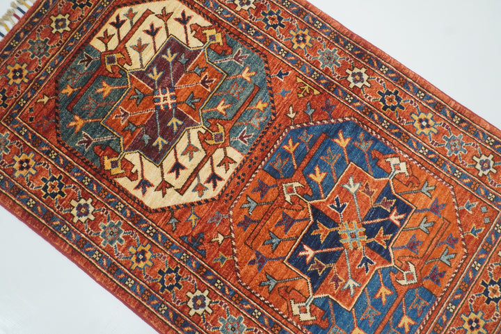 2'8"x4'4" Red Ersari Hand Knotted Afghan Wool Oriental Rug - Yildiz Rugs