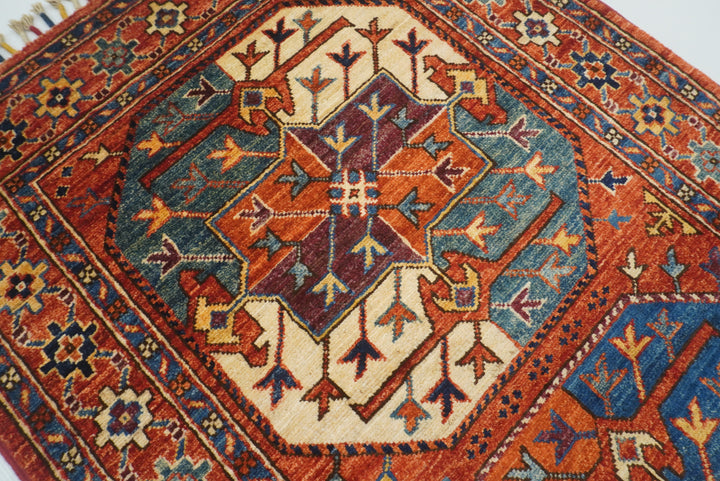2'8"x4'4" Red Ersari Hand Knotted Afghan Wool Oriental Rug - Yildiz Rugs