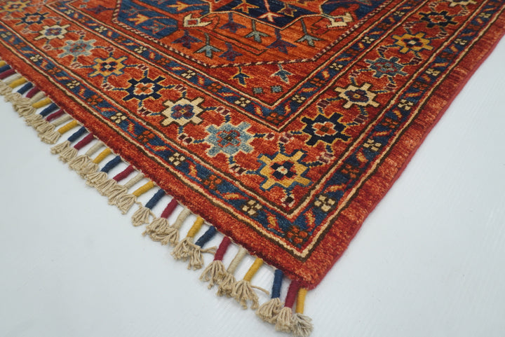 2'8"x4'4" Red Ersari Hand Knotted Afghan Wool Oriental Rug - Yildiz Rugs