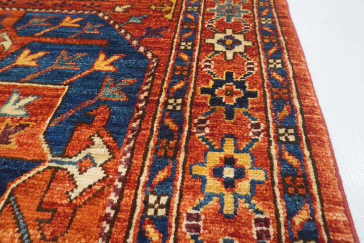 2'8"x4'4" Red Ersari Hand Knotted Afghan Wool Oriental Rug - Yildiz Rugs