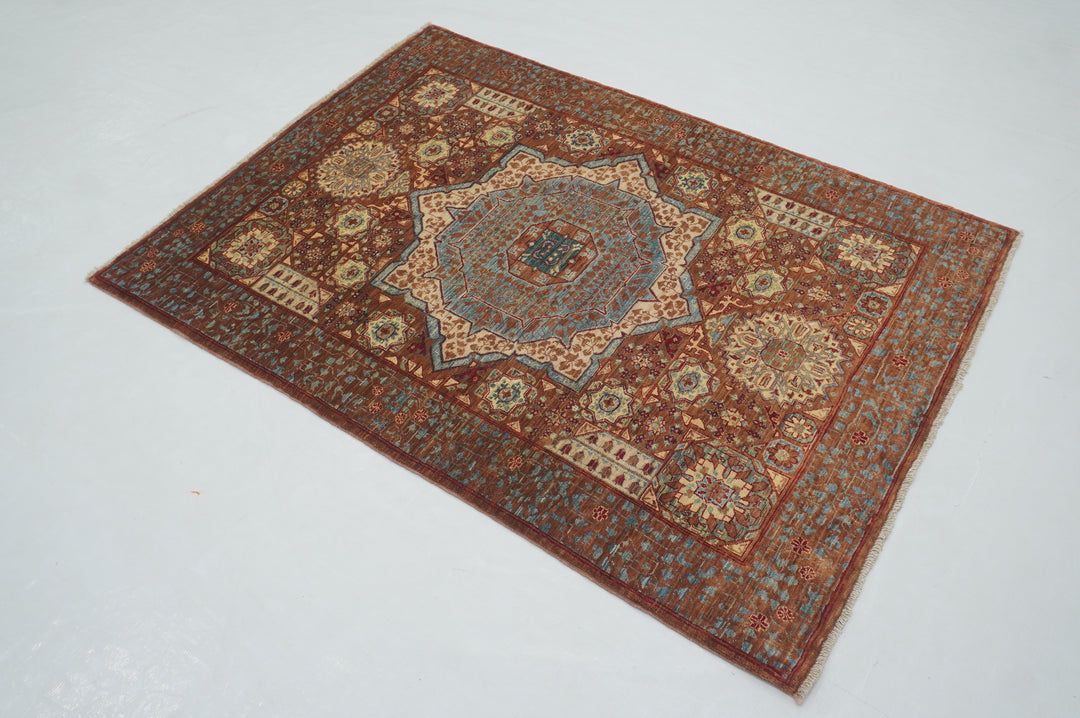 3x5 Brown Mamluk Turkish Hand knotted Medallion Area Rug - Yildiz Rugs