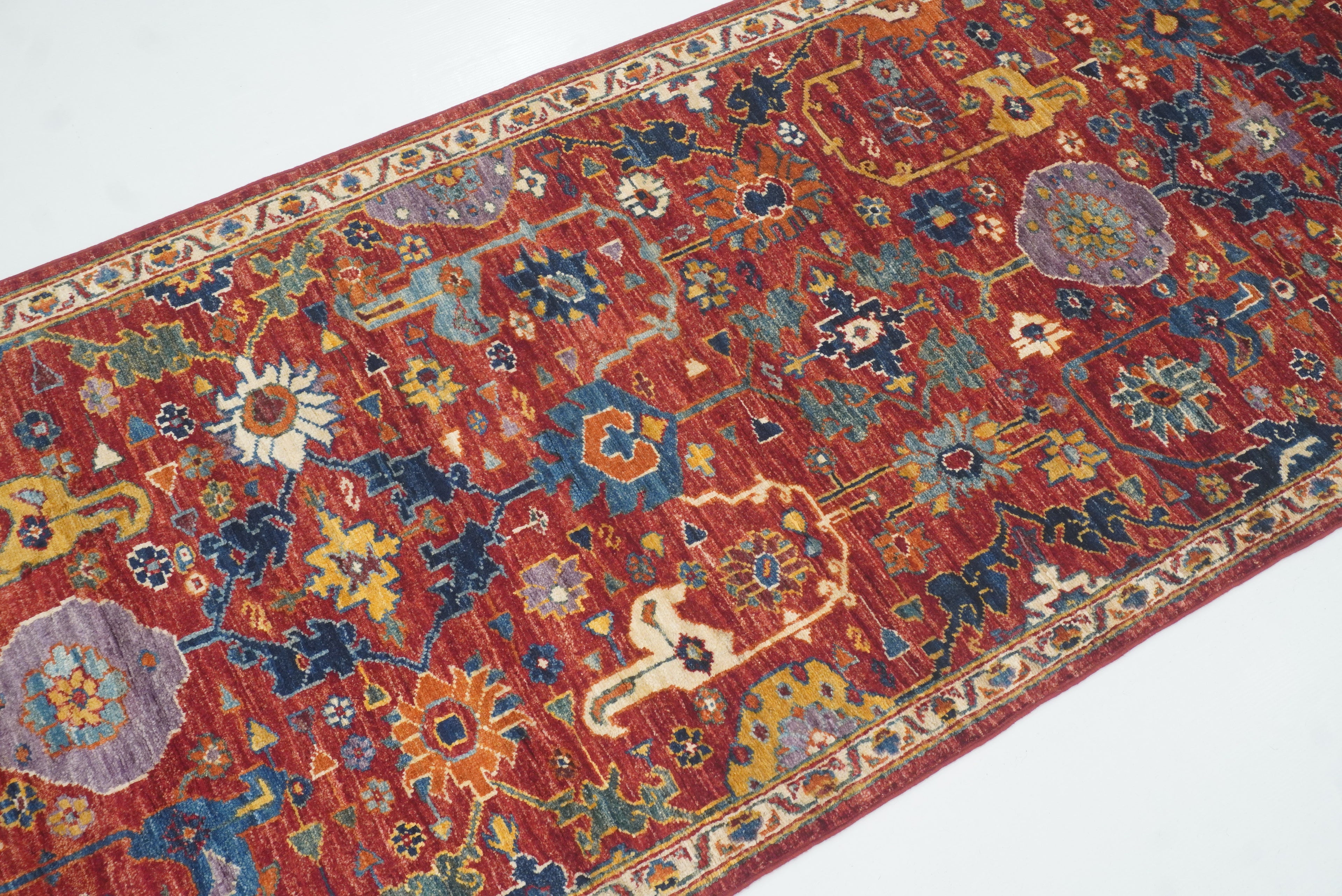 9 ft Red Bidjar Afghan Hand-Knotted Wool Runner Rug - Yildiz Rugs