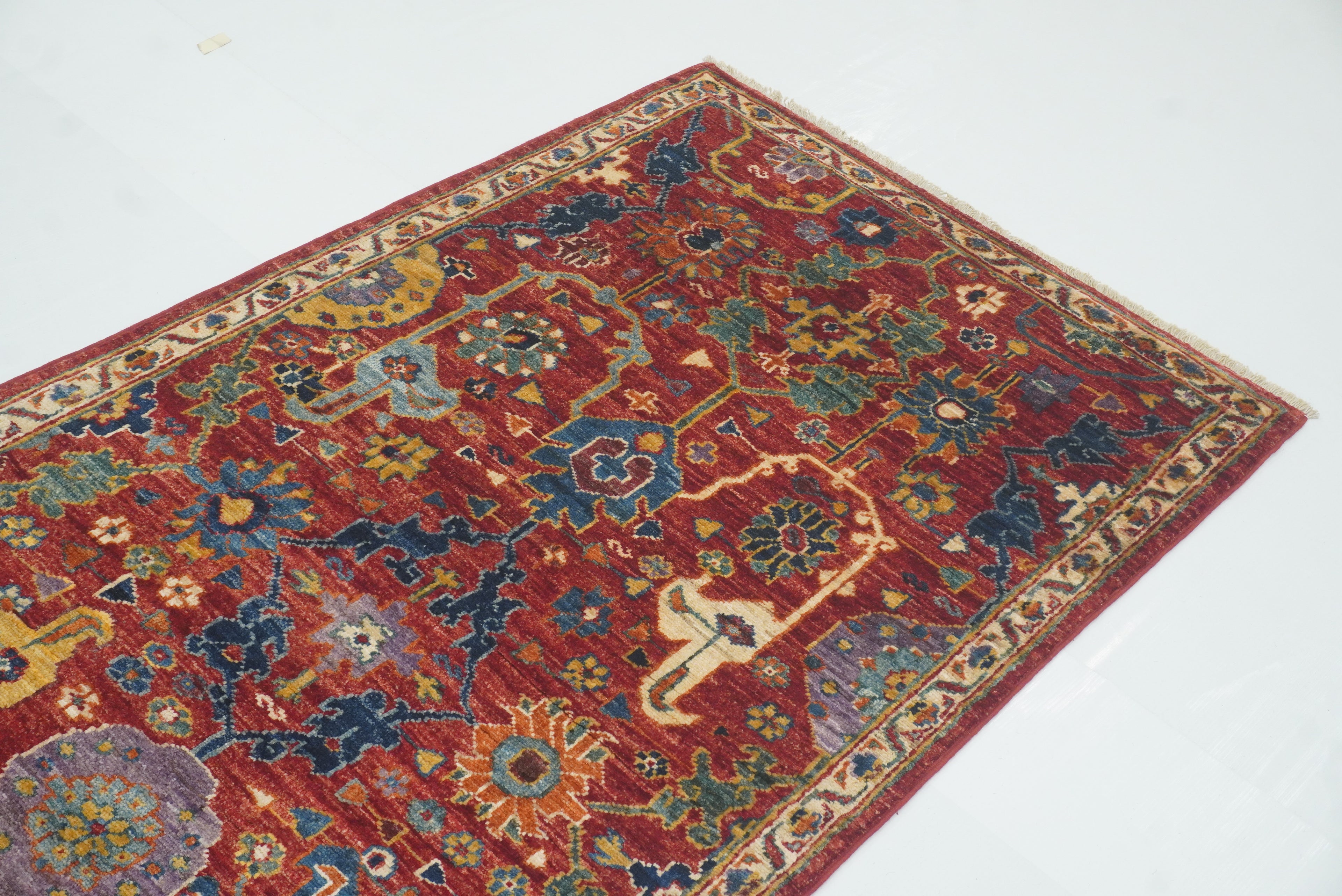 9 ft Red Bidjar Afghan Hand-Knotted Wool Runner Rug - Yildiz Rugs