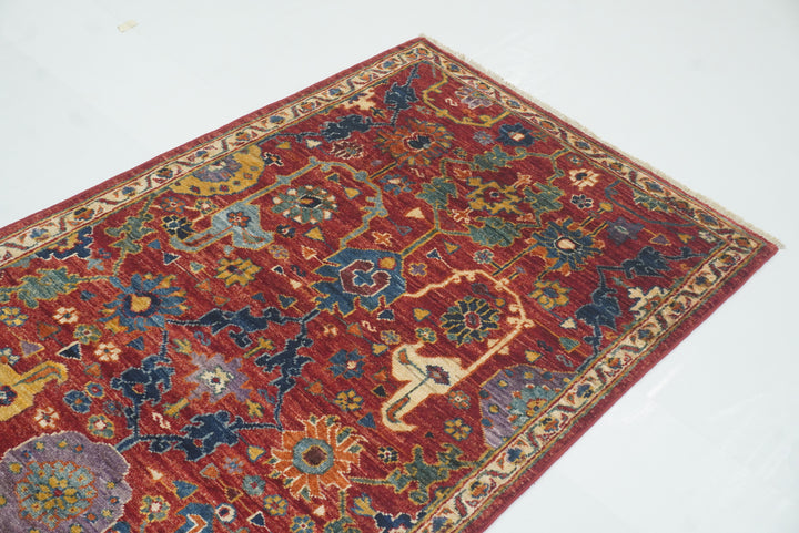 9 ft Red Bidjar Afghan Hand-Knotted Wool Runner Rug - Yildiz Rugs
