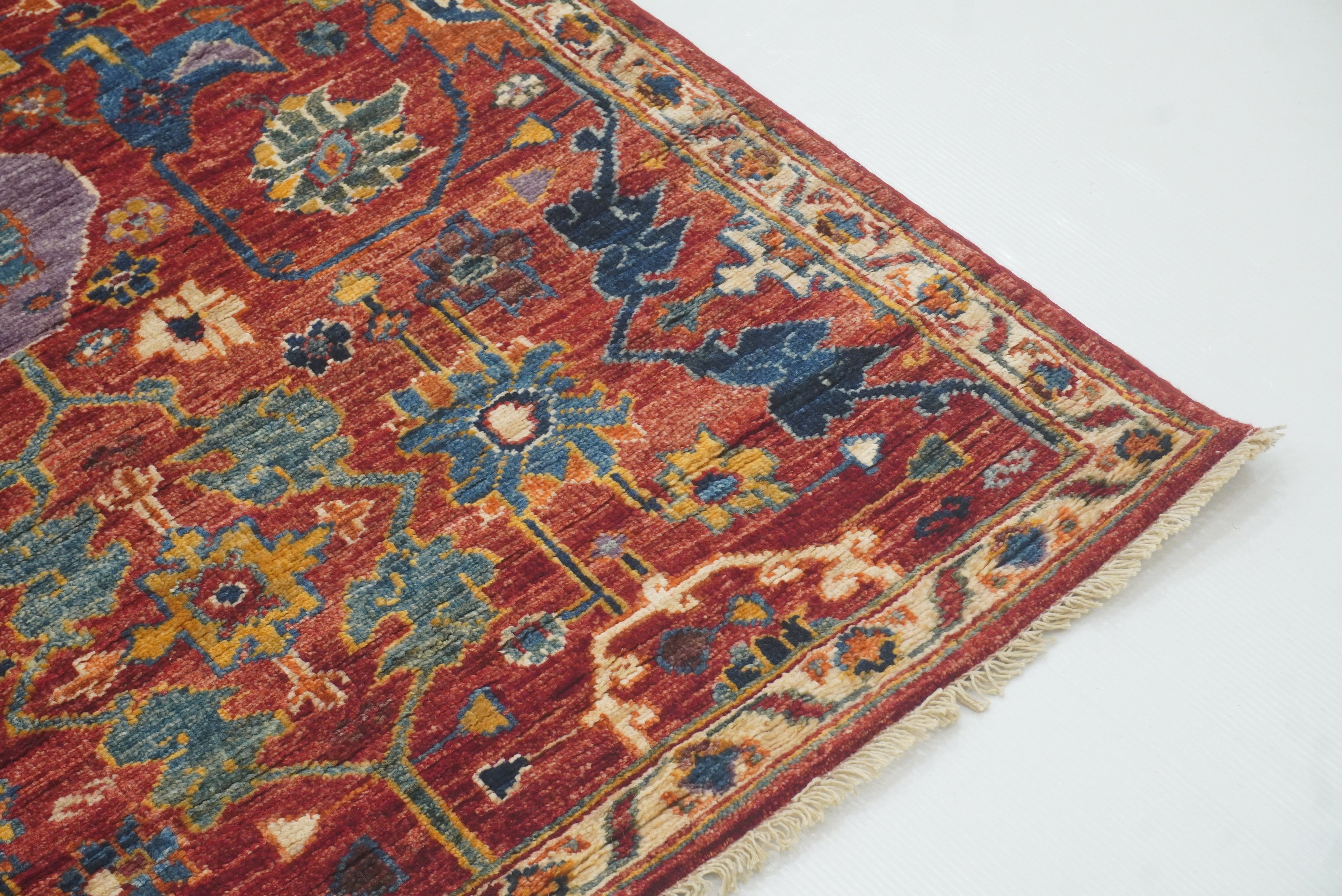 9 ft Red Bidjar Afghan Hand-Knotted Wool Runner Rug - Yildiz Rugs