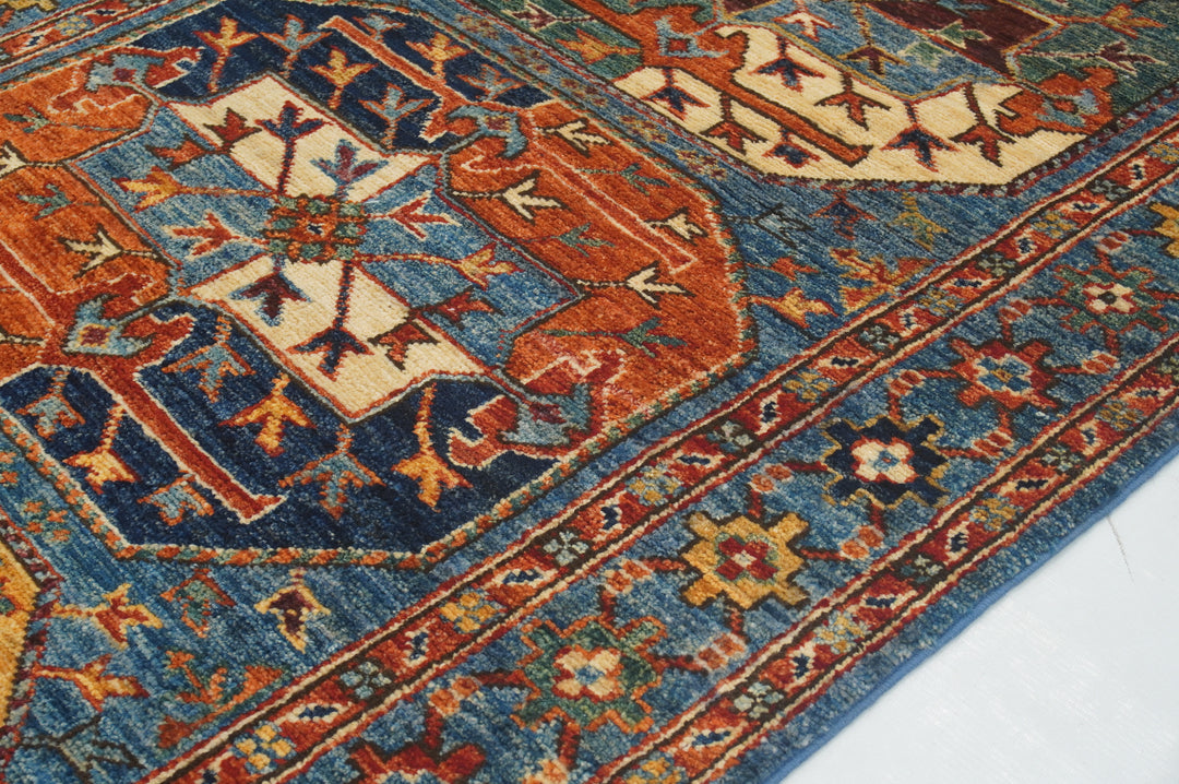 7 ft Blue Ersari Afghan Hand knotted Runner Rug