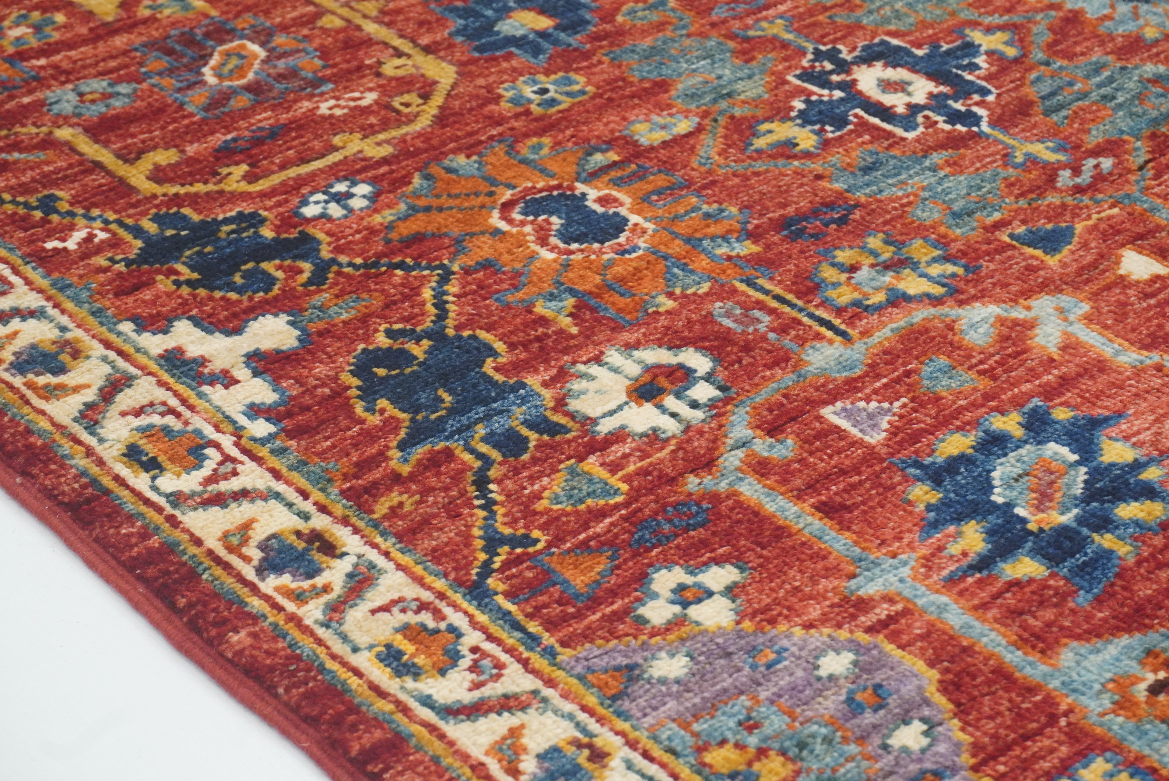 9 ft Red Bidjar Afghan Hand-Knotted Wool Runner Rug - Yildiz Rugs