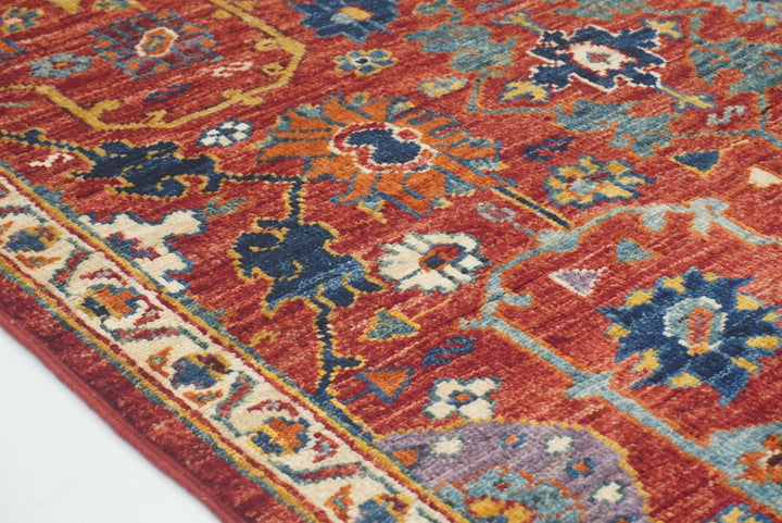 9 ft Red Bidjar Afghan Hand-Knotted Wool Runner Rug - Yildiz Rugs