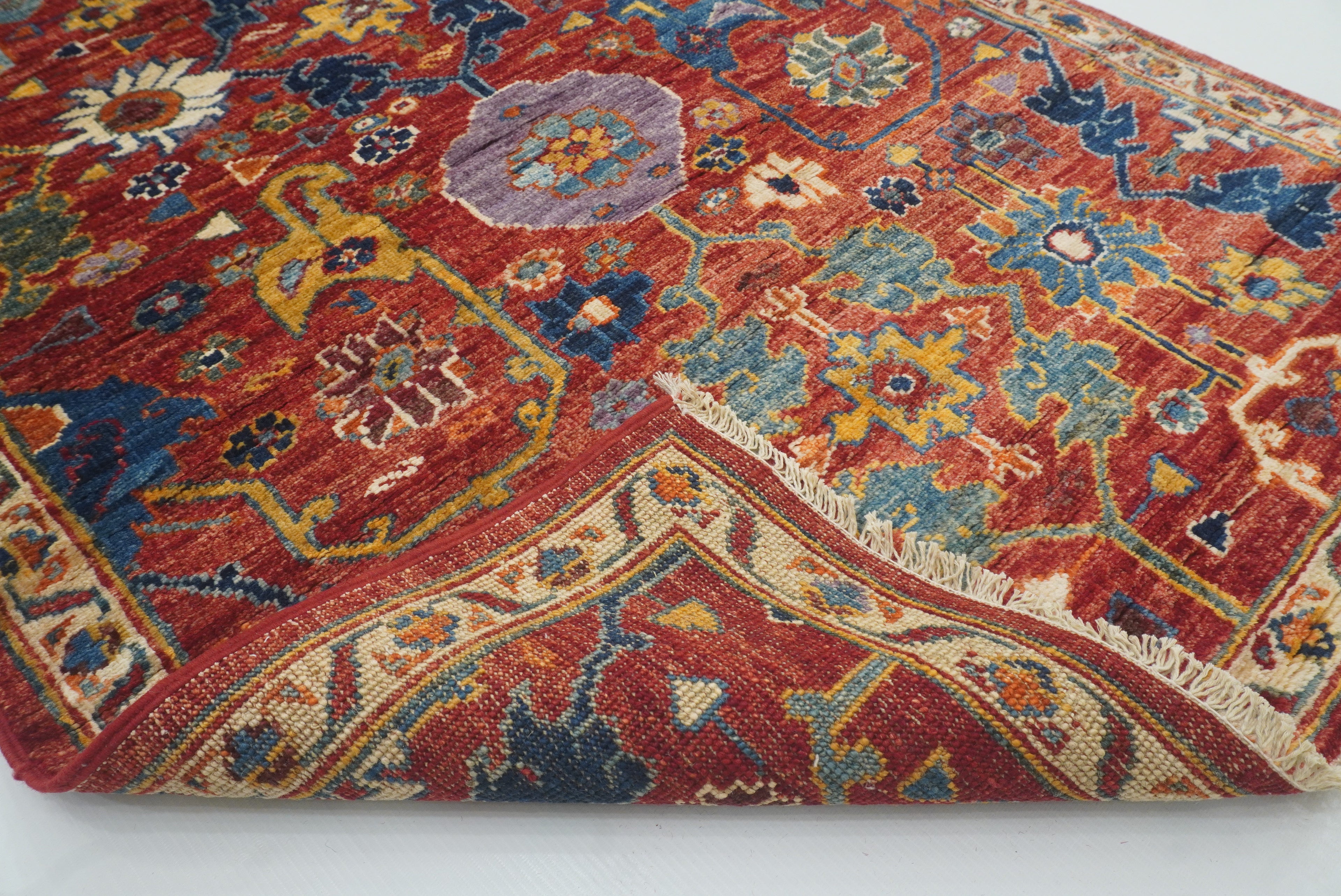 9 ft Red Bidjar Afghan Hand-Knotted Wool Runner Rug - Yildiz Rugs