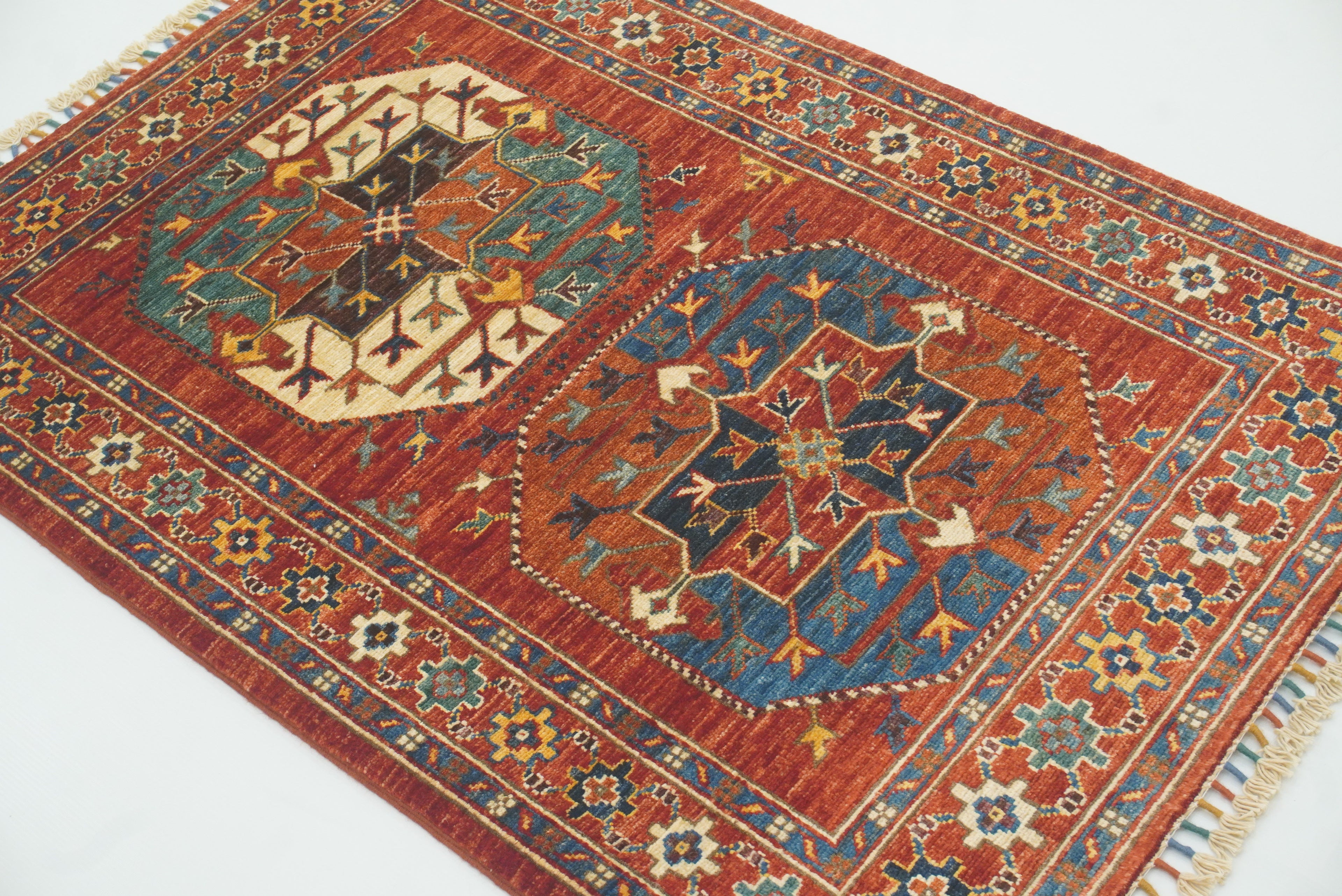 3x4 Red Ersari Hand Knotted Afghan Oriental Rug - Yildiz Rugs