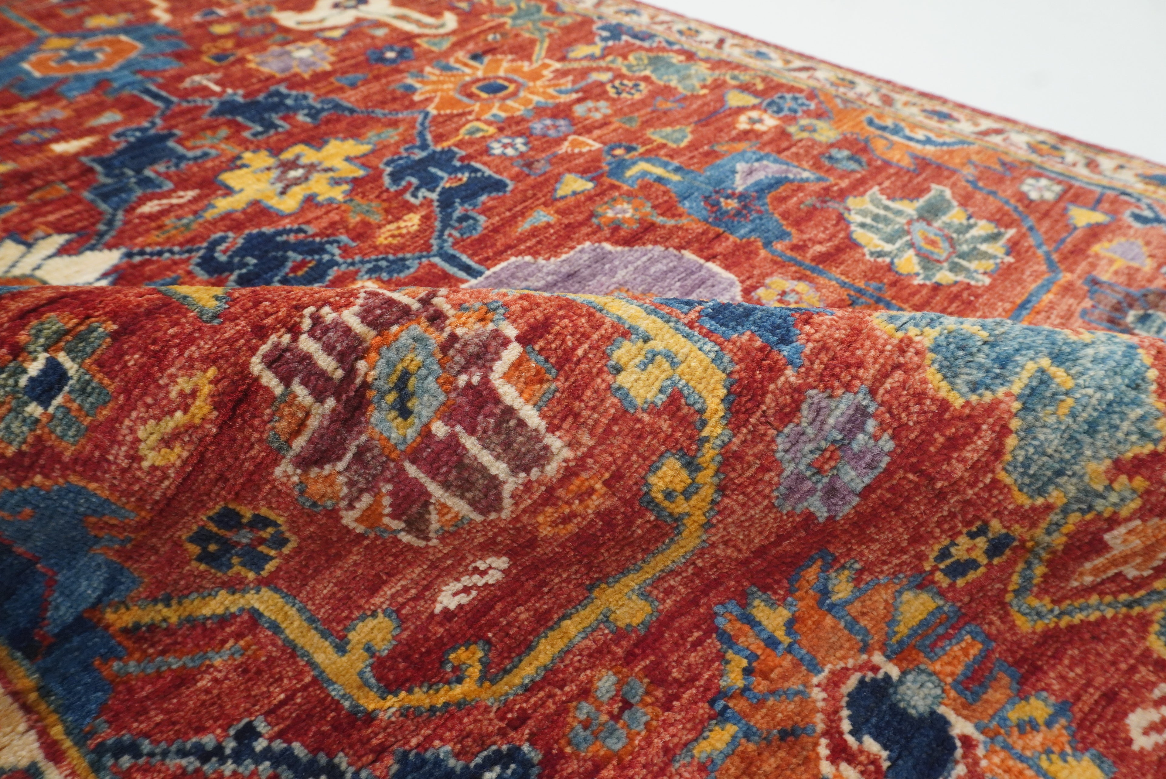 9 ft Red Bidjar Afghan Hand-Knotted Wool Runner Rug - Yildiz Rugs