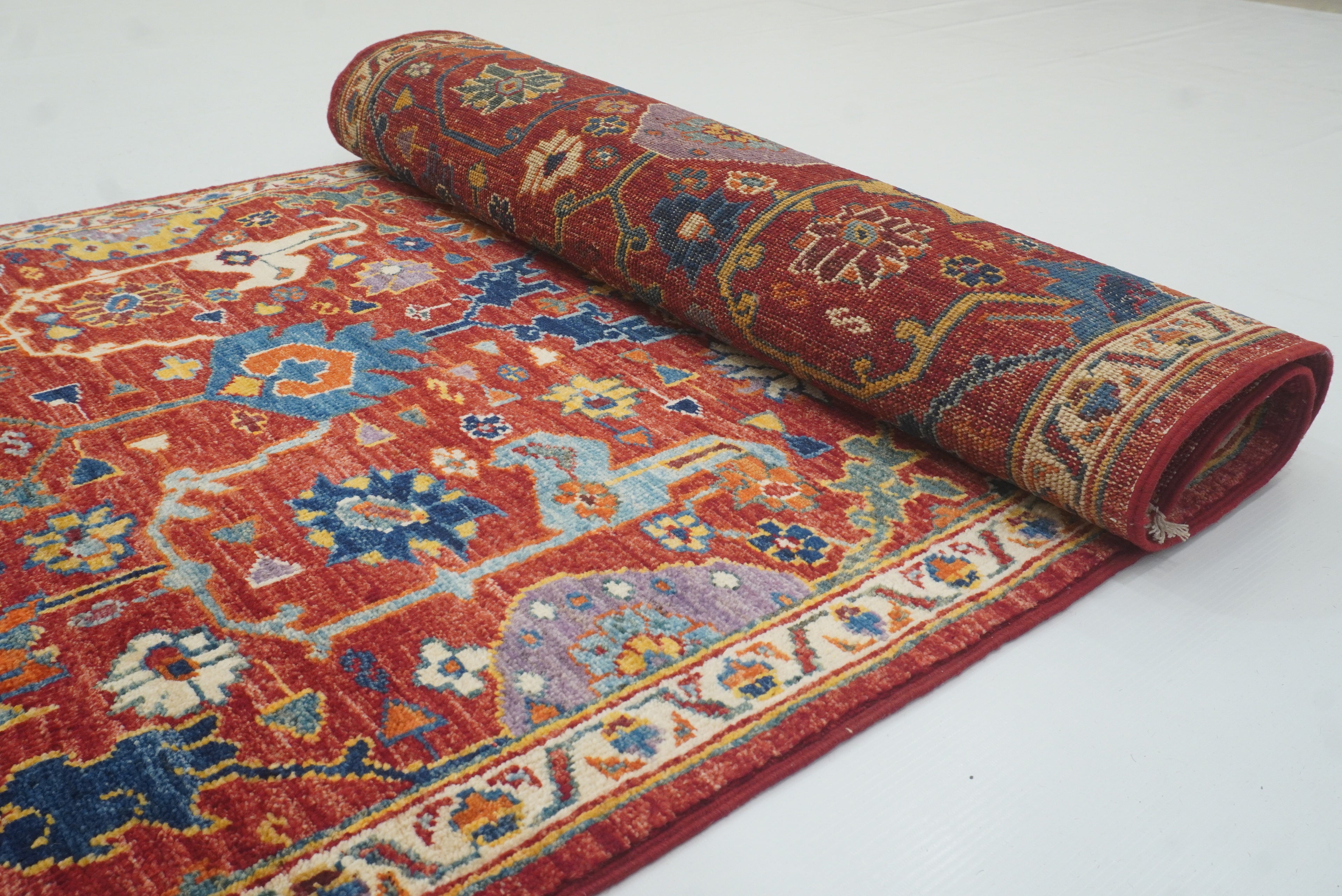 9 ft Red Bidjar Afghan Hand-Knotted Wool Runner Rug - Yildiz Rugs