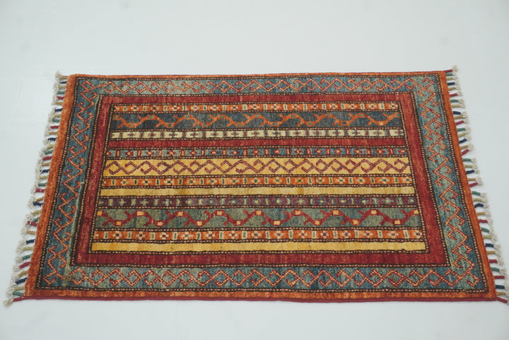 2x3 Red Turkish Hand-Knotted Wool Rug - Yildiz Rugs