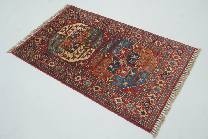 2'8"x4'4" Red Ersari Hand Knotted Afghan Oriental Rug - Yildiz Rugs