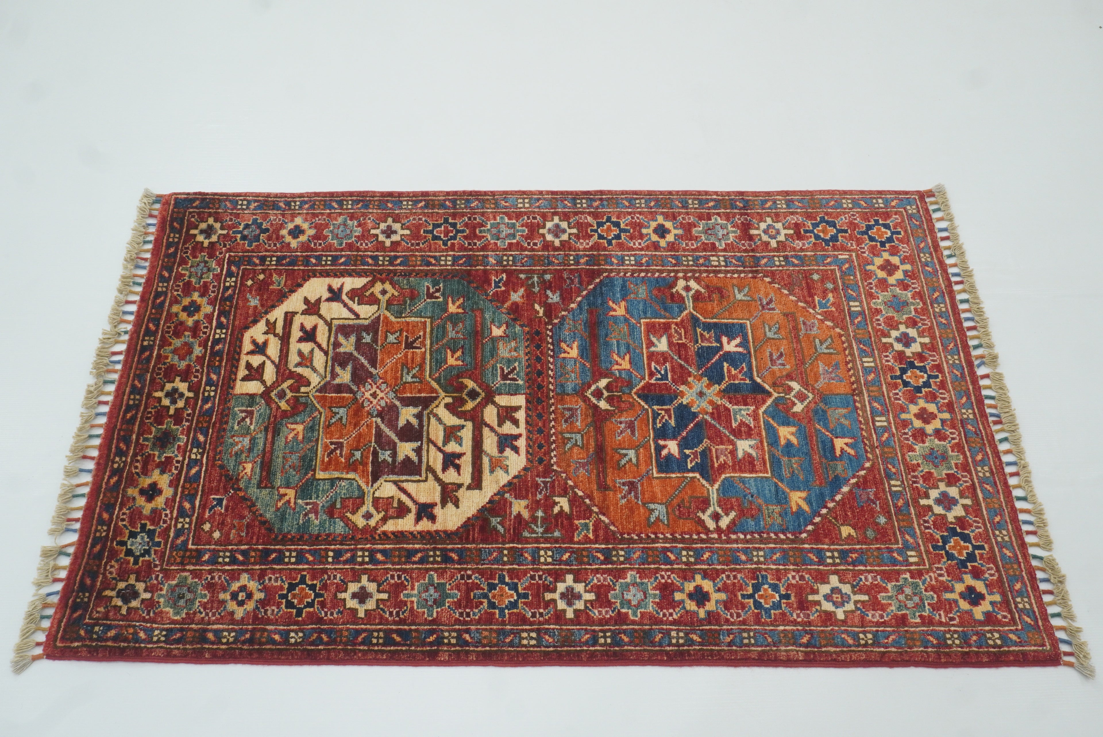 2'8"x4'4" Red Ersari Hand Knotted Afghan Oriental Rug - Yildiz Rugs